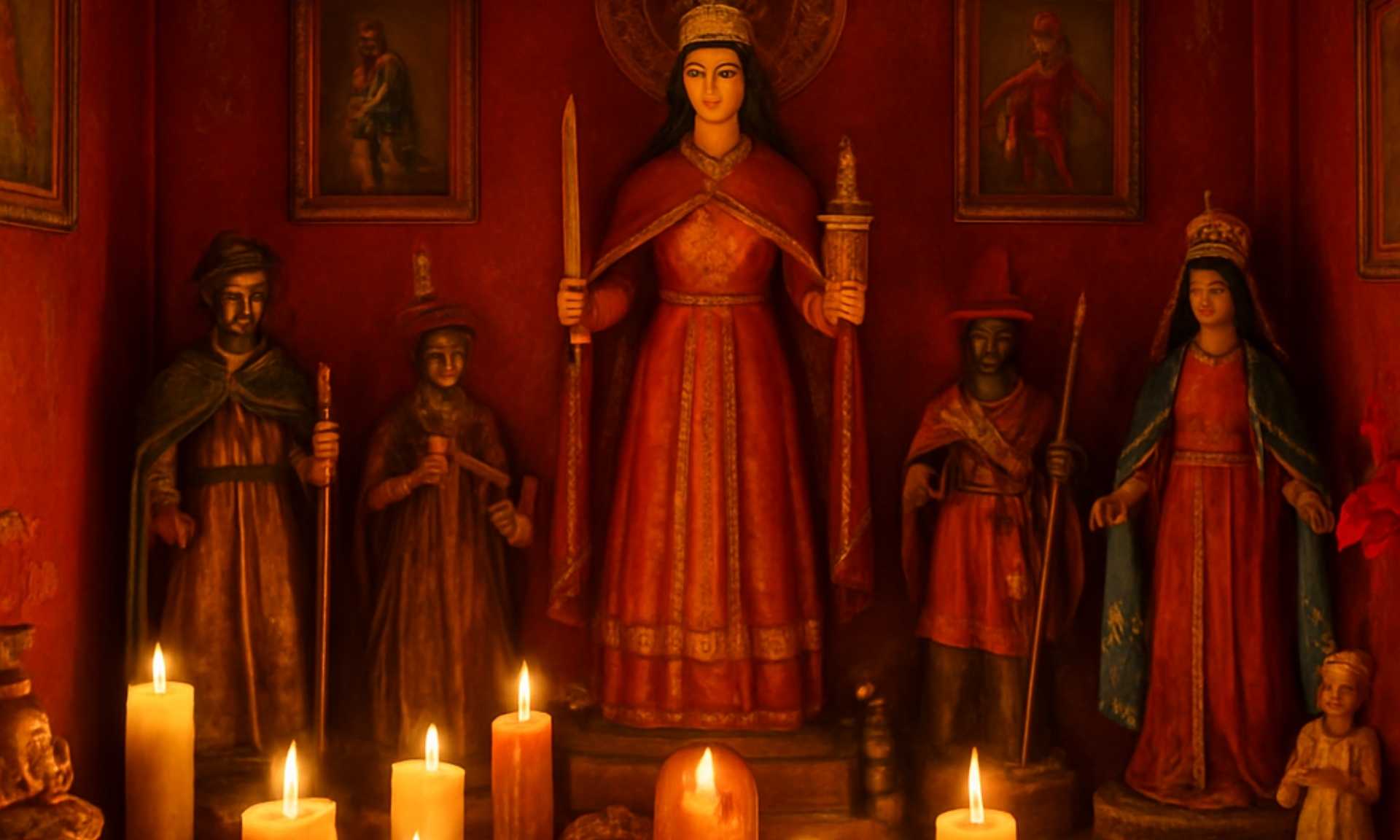 velas altar santa barbara shango estatuas botanica virgen guadalupe
